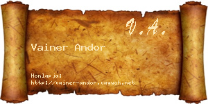 Vainer Andor névjegykártya